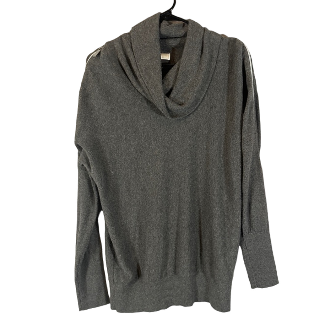 Michael Kors Gray Zipper Long Sleeve Cowl Neck Knit Pullover Sweater Women Sz S